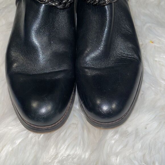 Coach Black Mabel Leather Chain Buckle Knee High Riding Boots - Picture 4 of 10